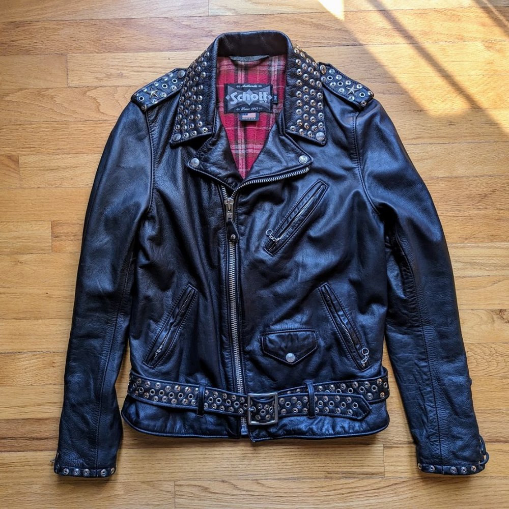 Rare factory-studded Schott 626VN leather motorcycle jacket
